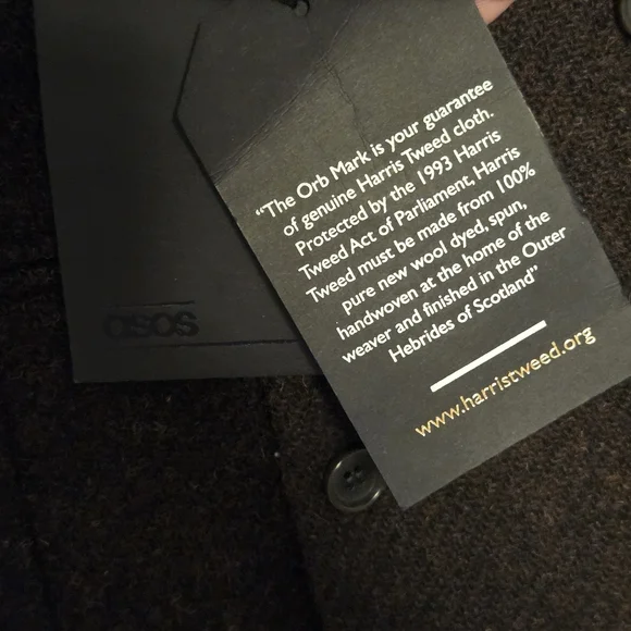 ASOS Harris Tweed Wool Vest 38R Brown Geometric Lining NWT - Picture 9 of 14